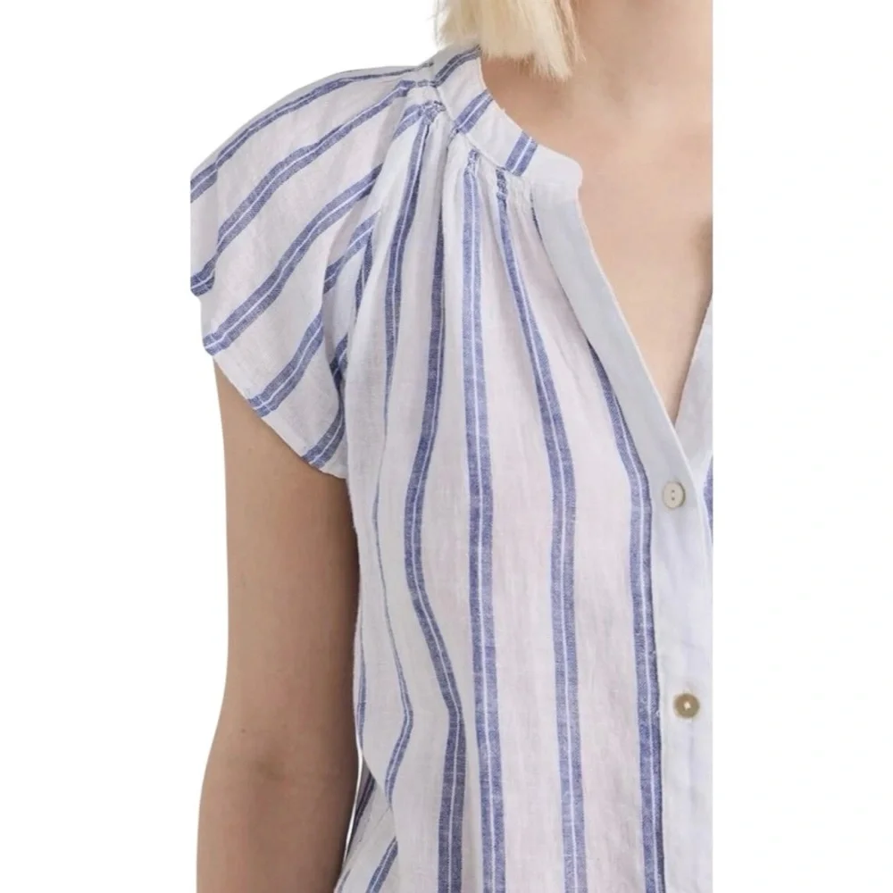 Rails Alena Linen Blouse in Villa Stripe button down size M excellent condition - Picture 3 of 14